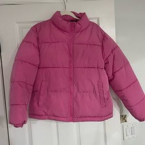 Pink puffer jacket!